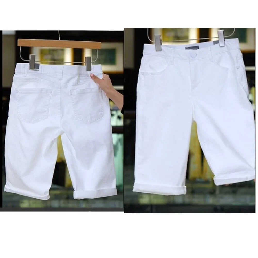 Wit & Wisdon - 'Ab'Solution White Bermuda Shorts Long Denim L418ZSOW | Size 4
